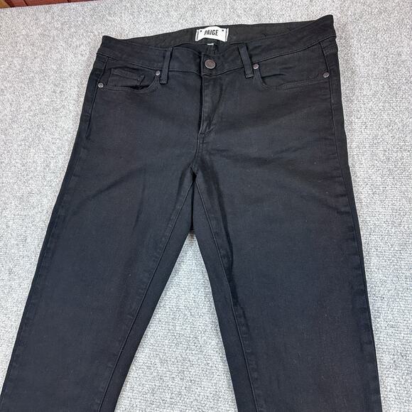 Paige Skyline Skinny Jeans Women's 30 Mid Rise Stretch Black Made In USA - Picture 3 of 12